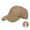 Washed cotton ponytail baseball cap in dark khaki with adjustable metal buckle back - Adjustable / Khaki