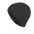Berretto in maglia nera foderato in pile con trama a coste ed etichetta Fashion - grigio scuro