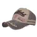 Distressed khaki and grey color block baseball cap with 3D BackRebel embroidery - Adjustable / Coffee