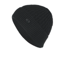 Black knit beanie with ribbed brim and diamond pattern featuring a FASHION label - Black