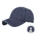 Dark blue washed denim ponytail baseball cap with adjustable metal buckle and distressed finish - Adjustable / Navy Blue