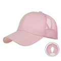 Light pink ponytail baseball trucker hat with breathable mesh and high ponytail hole - Pink