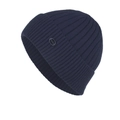 Berretto in maglia a costine blu scuro con motivo a righe e toppa in gomma FASHION trendy - Blu navy
