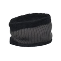 Scaldacollo in maglia foderato in pile con trama a coste grigio scuro e bordo nero - Grigio