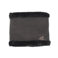 Tour de cou en tricot avec patch en cuir gaufré feuille et doublure en peluche gris foncé - Gris