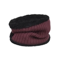 Tour de cou en tricot rayé bordeaux avec doublure en polaire noire épaisse - Bordeaux