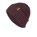 Winter wine red beanie with classic label and warm inner lining for outdoor use - Burgundy