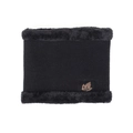 Tour de cou en tricot noir avec doublure polaire et patch en cuir motif feuille - Noir