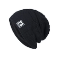 Schwarze Strickmütze mit 23 New York Patch und warmem Fleecefutter für den Winter - Schwarz