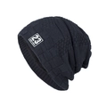 Gorro de punto negro de invierno con textura gofre y parche bordado New York 23 - Azul Marino