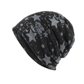 Bonnet long doublé en polaire noir avec imprimé pentagramme gris pour la chaleur hivernale - Noir