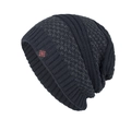 Winter knit beanie in charcoal grey featuring a red snowflake fabric label detail - Navy Blue