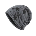 Bonnet gris slouchy avec motifs d'étoiles noires et un style streetwear vintage - Gris foncé