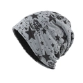 Gorro térmico gris claro con estampado de estrellas negras y forro polar para el invierno - Gris claro