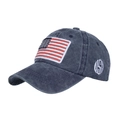 Berretto da baseball blu navy in cotone lavato con bandiera USA ricamata e logo laterale - Blu Notte