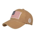 Berretto da baseball marrone in cotone lavato con bandiera USA ricamata e scritta - Giallo Zenzero