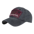 Berretto da baseball vintage in cotone lavato grigio antracite con patch aquila - Regolabile / Nero