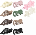 8er-Set matte Haarklammern aus Kunststoff mit geschwungenen und floralen Designs in versch. Farben - Stil K / 10er Pack