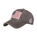 Berretto da baseball grigio scuro lavato con toppa bandiera americana e ricamo USA - caffè