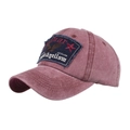 Berretto da baseball in cotone bordeaux lavato con toppa aquila in stile vintage - Regolabile / Borgogna