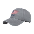 Berretto da baseball in cotone grigio lavato con ricamo USA e bandiera americana - Regolabile / Grigio