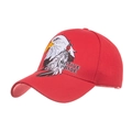 Rote Baseballkappe aus Baumwolle mit Adler-Stickerei und Native Pride Text auf weißem Grund - Rot