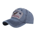 Vintage gray blue washed cotton baseball cap with distressed eagle patch and stars - Adjustable / Navy Blue