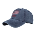 Berretto da baseball in cotone lavato blu navy con bandiera USA e ricamo rosso - Regolabile / Blu navy