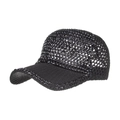 Women's summer baseball cap in black with full rhinestone embellishments and mesh fabric - Black