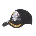 Black baseball cap with embroidered eagle head, Native Pride and USA golden wheat details - Black