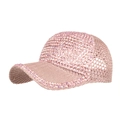 Breathable pink baseball cap for women with full rhinestone embellishment and mesh back - Pink