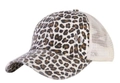 Vintage Baseballkappe mit Leopardenmuster, Mesh-Rücken und Used-Look für Damen - Leopardenmuster-Beige