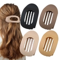 Set mit vier matten großen Haarklammern in Erdtönen für dickes Haarstyling - Matte ovale Haarklammer (Stil E) / 4er-Set