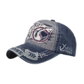 Gorra de béisbol en mezclilla azul marino lavada con bordado de tiburón vintage - Ajustable / Azul marino