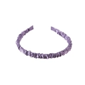 Elegant purple pleated fabric headband with silk finish for women in Korean style - Satin Ruched - Dark Purple