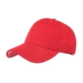 Classic red cotton baseball cap in six-panel style with curved brim for men and women - Adjustable / Red