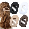 Haarklammern Set in Matt-Optik Schwarz Weiß und Kaffee-Tönen für Damen - Matte ovale Haarklammer (Stil G) / 4er-Set