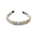Floral print hairband with beige and purple pleated fabric texture for women - Tulip Ruched - Purple Yellow