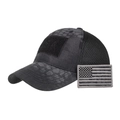Taktische Baseballkappe mit schwarzem Python-Camo, Mesh und abnehmbarem US-Flaggen-Patch - Verstellbar / Schwarzes Python Camo
