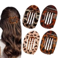 Haarklammern-Set mit Leopardenmuster in vier Farben für verschiedene Frisuren - Leopard-Ovale Haarklammer (Stil H) / 4er-Set