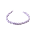 Ruched light purple fabric headband with satin finish and comfortable padded ends - Satin Ruched - Light Purple