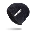 Navy blue chunky knit chenille beanie with HSWBOY tag and warm fleece lining - Navy Blue