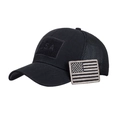 Schwarze Mesh-Trucker-Mütze mit USA-Klett-Patch und US-Flaggen-Stickerei-Detail - Verstellbar / Schwarzes Netz