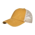 Senfgelbe Vintage-Baseballkappe mit Used-Look-Details und atmungsaktivem Mesh-Teil - Gelb