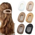Haarklammer-Set mit mattem Finish in sechs Erdtönen inklusive Beige und Gelb - Hohle ovale Haarklammer (Stil K) / 6er Set