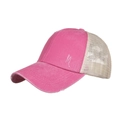 Vintage-Basecap in Rosa mit beigem Mesh-Netz und Stickerei für Pferdeschwanz-Frisuren - Rosa