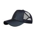 Casquette trucker bleu foncé pailletée avec trou pour queue de cheval et mesh - Taille unique / Bleu marine
