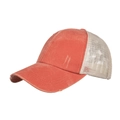 Vintage trucker-cap in korallenrot mit destroyed-effekten und cremefarbenem netzteil - Orange