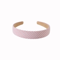 Pink and white gingham headband for women with premium fabric finish and non-slip lining - Small Plaid - Pink