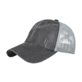 Verwaschene graue Pferdeschwanz-Trucker-Kappe mit Canvas und atmungsaktivem Mesh-Netz - Grau